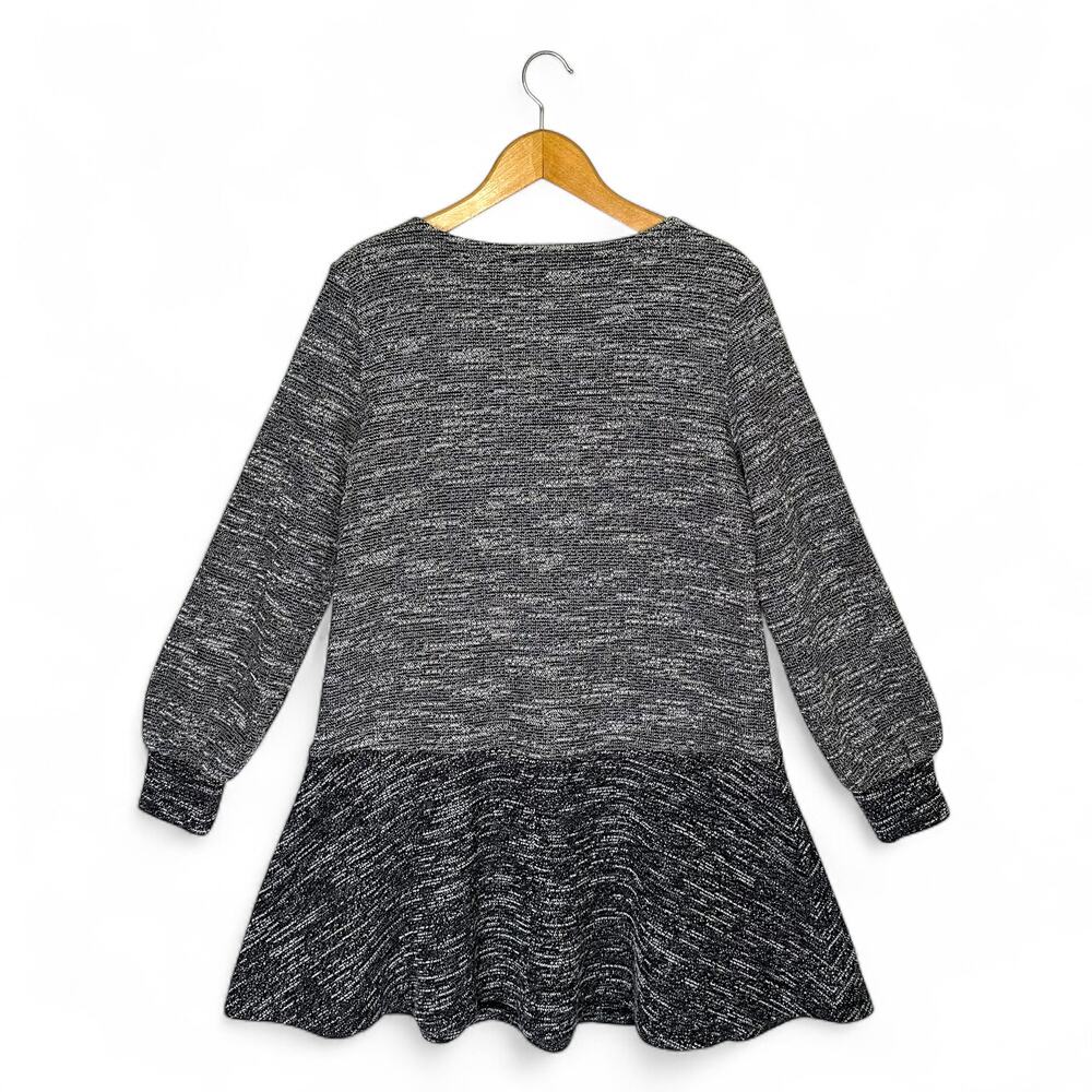 Ann Taylor LOFT Long Sleeve Tweed Drop Waist Dress M Gray Balloon Sleeve A-Line - Picture 5 of 10